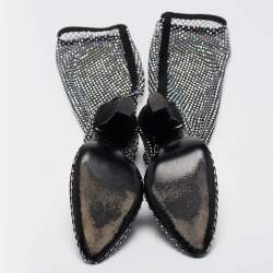 Saint Laurent Paris Black Mesh and PVC Mid Calf Boots Size 37
