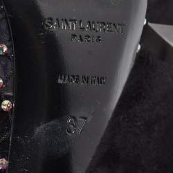 Saint Laurent Paris Black Mesh and PVC Mid Calf Boots Size 37