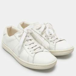 Pre Owned Saint Laurent White Leather Low Top Sneakers Size 34