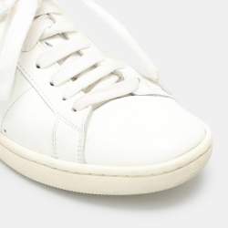 Pre Owned Saint Laurent White Leather Low Top Sneakers Size 34