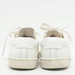 Pre Owned Saint Laurent White Leather Low Top Sneakers Size 34