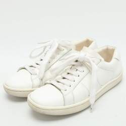 Pre Owned Saint Laurent White Leather Low Top Sneakers Size 34