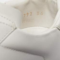 Pre Owned Saint Laurent White Leather Lace Up Sneakers Size 36