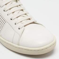 Pre Owned Saint Laurent White Leather Lace Up Sneakers Size 36