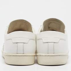 Pre Owned Saint Laurent White Leather Lace Up Sneakers Size 36