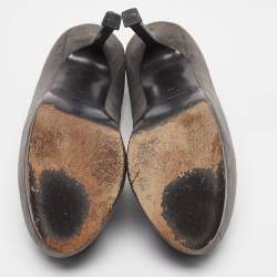 Pre Owned Saint Laurent Grey Suede Tribtoo Platform Pumps Size 37