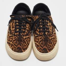 Saint Laurent Paris Brown/Black Canvas Venice Lace Up Sneakers Size 40.5