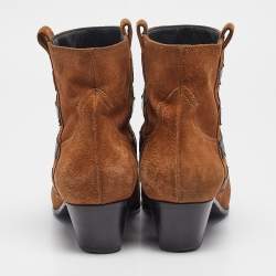 Saint Laurent Brown Suede Ankle Length Boots Size 38.5