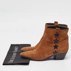 Saint Laurent Brown Suede Ankle Length Boots Size 38.5