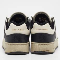 Pre Owned Saint Laurent Black/White Leather SL/61 Lace Up Sneakers Size 39.5