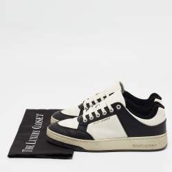 Pre Owned Saint Laurent Black/White Leather SL/61 Lace Up Sneakers Size 39.5