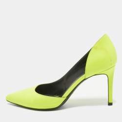 Saint Laurent Neon Yellow Leather D'orsay Pumps Size 36