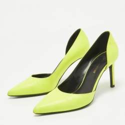 Saint Laurent Neon Yellow Leather D'orsay Pumps Size 36