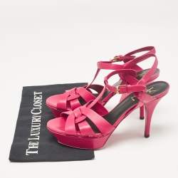 Pre Owned صندل سان لوران تريبيوت جلد وردي مقاس 38