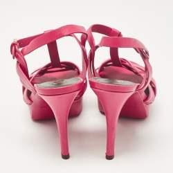 Pre Owned صندل سان لوران تريبيوت جلد وردي مقاس 38