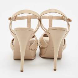 مملوكة مسبقًا صندل سان لوران تريبيوت جلد بيج مقاس 39