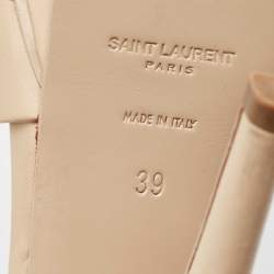 مملوكة مسبقًا صندل سان لوران تريبيوت جلد بيج مقاس 39