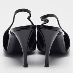 Pre Owned Saint Laurent Black Patent Leather Vesper Slingback Pumps Size 39