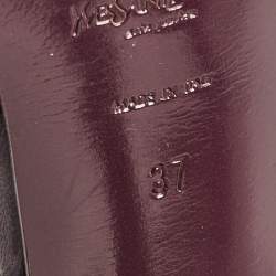 مملوكة مسبقًا Saint Laurent Purple Leather Tribute Platform Sandals Size 37