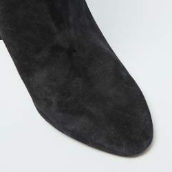 Pre Owned Saint Laurent Black Suede Mid Calf Boots Size 39.5