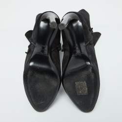 Pre Owned Saint Laurent Black Suede Mid Calf Boots Size 39.5