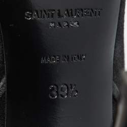 Pre Owned Saint Laurent Black Suede Mid Calf Boots Size 39.5