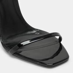 Saint Laurent Black Patent Leather Opyum Ankle Strap Sandals Size 40