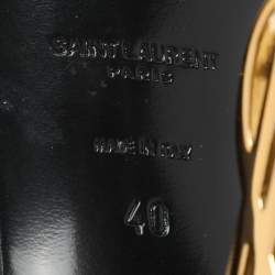 Saint Laurent Black Patent Leather Opyum Ankle Strap Sandals Size 40