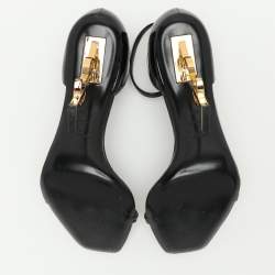 Saint Laurent Black Patent Leather Opyum Ankle Strap Sandals Size 40