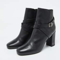 Saint Laurent Black Leather Ankle Length Boots Size 39