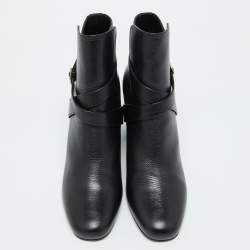 Saint Laurent Black Leather Ankle Length Boots Size 39