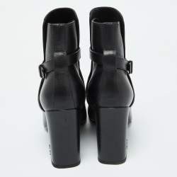 Saint Laurent Black Leather Ankle Length Boots Size 39