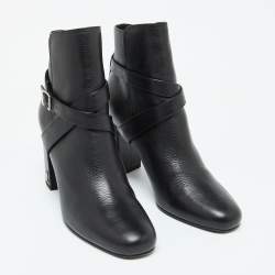 Saint Laurent Black Leather Ankle Length Boots Size 39