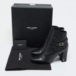 Saint Laurent Black Leather Ankle Length Boots Size 39