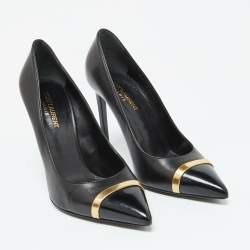 Saint Laurent Black Leather Escarpin Pointed Toe Pumps Size 39.5