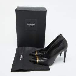 Saint Laurent Black Leather Escarpin Pointed Toe Pumps Size 39.5