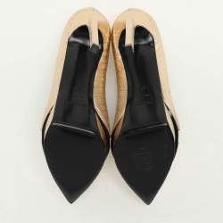 Pre Owned Saint Laurent Gold Lizard Embossed Leather Platform Pumps Size 39