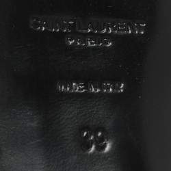 Pre Owned Saint Laurent Gold Lizard Embossed Leather Platform Pumps Size 39