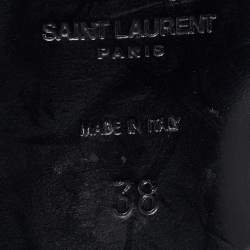 Pre Owned Saint Laurent Black Embossed Croc Tribute Sandals Size 38