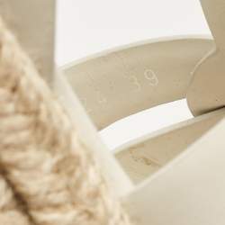 Pre Owned Saint Laurent White Leather Tribute Wedge Sandals Size 39