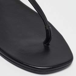 Saint Laurent Black Leather Monogram T Strap Flats Size 36.5