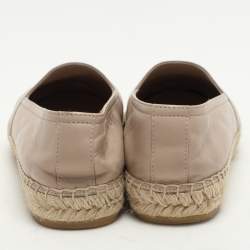 Saint Laurent Beige Leather Cassandra Espadrille Flats Size 37.5