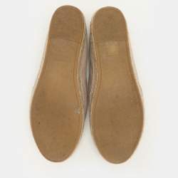 Saint Laurent Beige Leather Cassandra Espadrille Flats Size 37.5