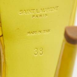 Pre Owned Saint Laurent Yellow Patent Tribute Platform Sandals Size 38
