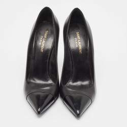 Pre Owned Saint Laurent Black Leather Pointed Toe Pumps Size 39