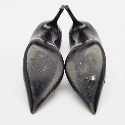 Pre Owned Saint Laurent Black Leather Pointed Toe Pumps Size 39