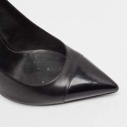 Pre Owned Saint Laurent Black Leather Pointed Toe Pumps Size 39
