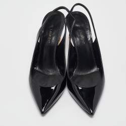 Pre Owned Saint Laurent Black Patent Leather Opyum Slingback Pumps Size 36