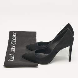 مملوكة مسبقًا Saint Laurent Black Suede Anja Pointed Toe Pumps Size 36