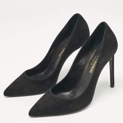 مملوكة مسبقًا Saint Laurent Black Suede Anja Pointed Toe Pumps Size 36
